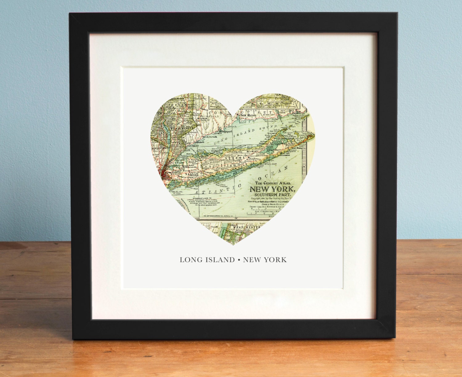 Map Long Island Ny Long Island Map Long Island New York Map Heart Map Vintage | Etsy Canada