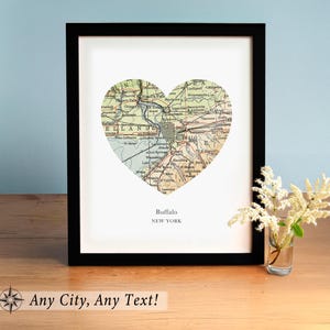Custom Buffalo NY Heart Map Art Print: Personalized City Map Gift