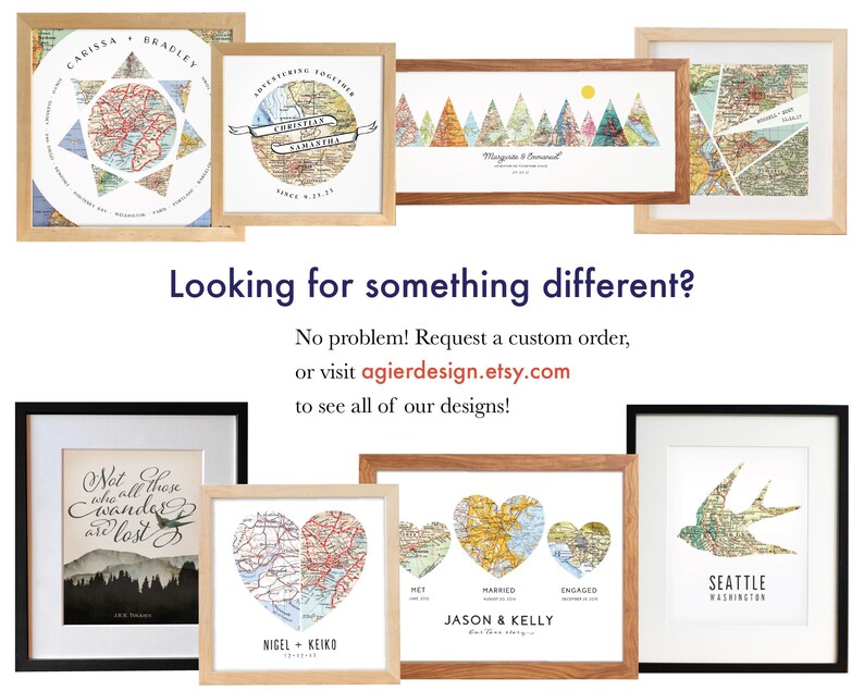 Adventure Together 3-5 Natural Map Mountain Print: Personalized ...