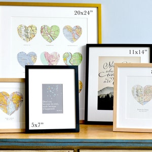 Heart Map, Custom Wedding Gift, Anniversary Gift, Wedding Gift Art, Anniversary Print, Gift for Couple, Wedding Map Art image 5