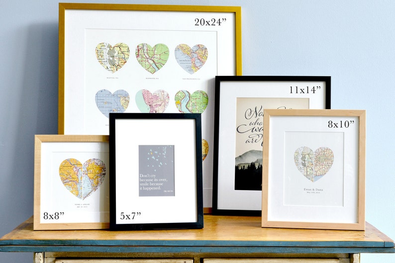 Heart Map, Custom Wedding Gift, Anniversary Gift, Wedding Gift Art, Anniversary Print, Gift for Couple, Wedding Map Art image 5