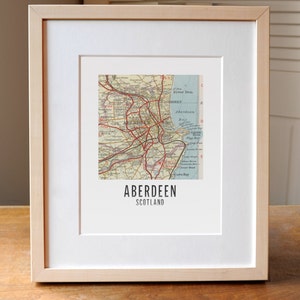 Any City Square Map Print, Customized Map Print, Aberdeen Scotland Map Art, Scotland map, Map of Scotland, Aberdeen Art