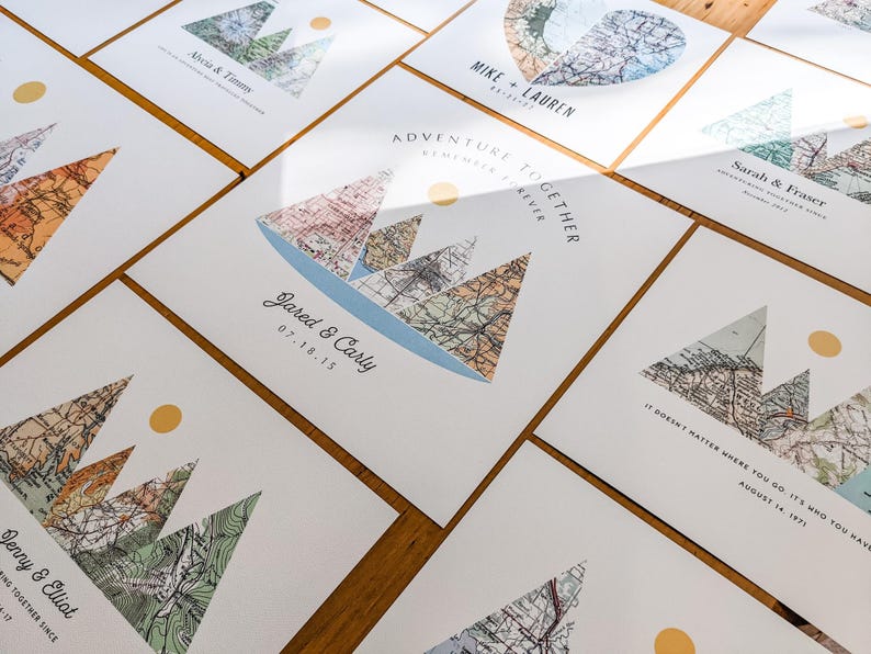 Personalized Map Mountain Print, Adventure Together, Anniversary Gift ...