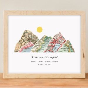 Mountain Print, Where We Met Map, Personalized Map Print, Wedding Gift for Couple, Anniversary Gift for Him, Engagement Gift for Bride