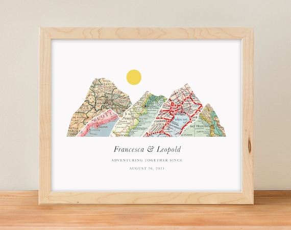 Personalized Our First Date Gift With Photo, 1st Anniversary Gift Ideas,  Present Map Location Canvas