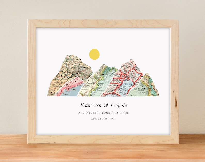 Mountain Print, Where We Met Map, Personalized Map Print, Wedding Gift for Couple, Anniversary Gift for Him, Engagement Gift for Bride 