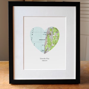 Lincoln City Oregon Heart Map Print, Small Town Map Art, Hometown Map Gift, Heart Map Print, Gift for Friend, Anniversary gift image 2