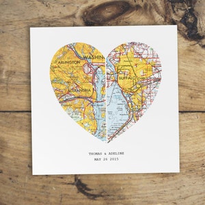 Wedding Gift, Heart Map Wedding Gift Art, Anniversary Gift, Custom Wedding Gift, Anniversary Print, Gift for Couple, Wedding Map Art image 3