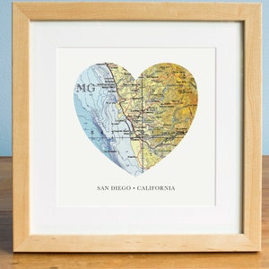 San Diego Heart Print, Wedding Gift, Gift for Couple, California State Art, San Diego Map Print, California Art, Custom City Print