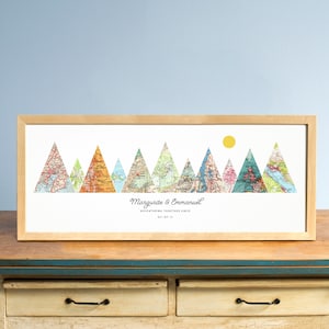 Adventure Together® Map Mountain Personalisiertes Weihnachtsgeschenk, Kunst für über dem Bett, Geschenk für Freundin, Geburtstagsgeschenk, Kunst für über dem Sofa
