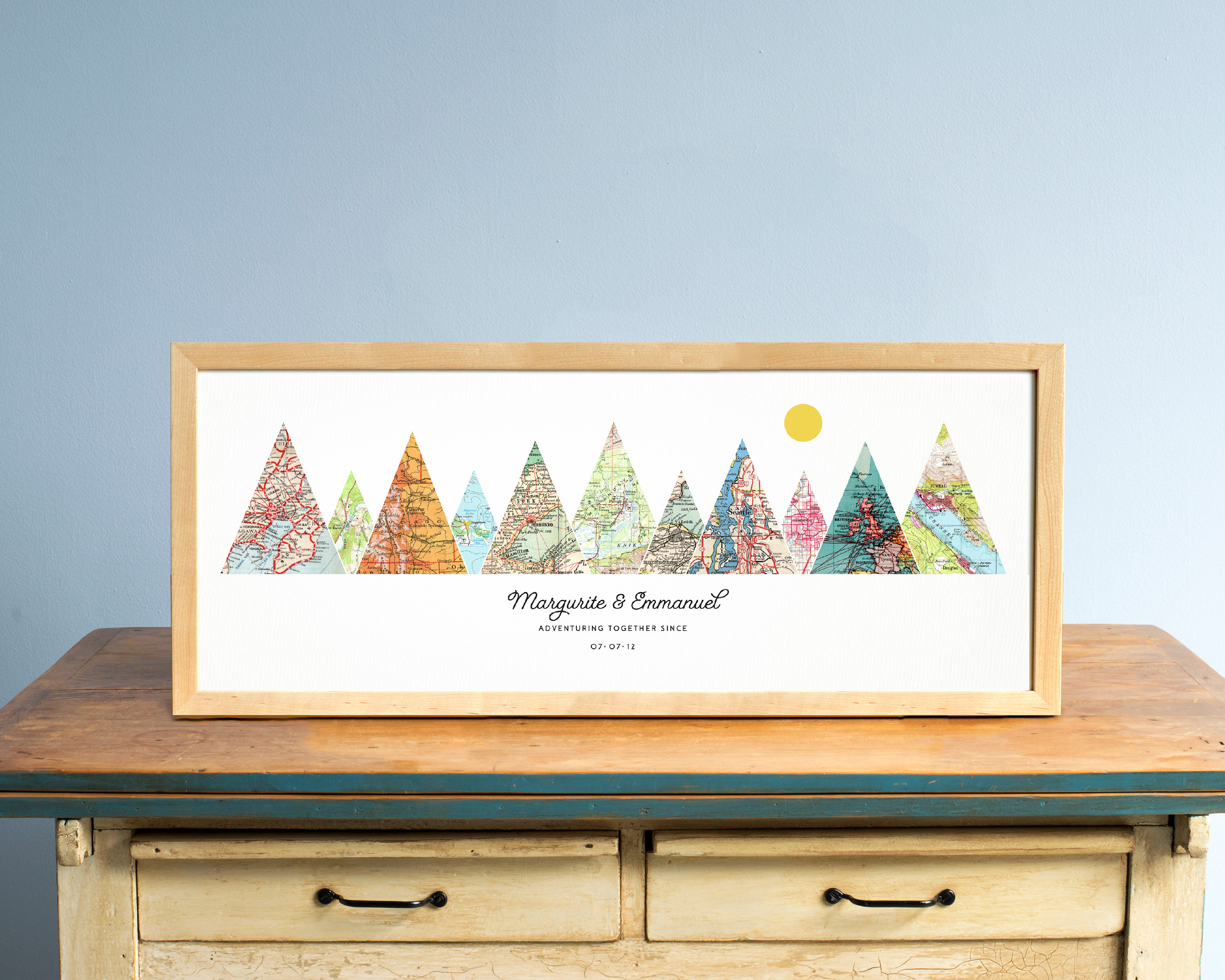 Adventure Together® Map Mountain Personalized Christmas Gift, Art for ...