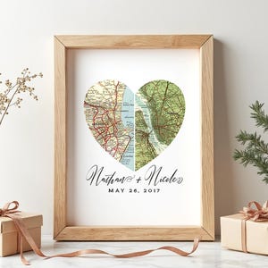Cadeau de Noël art carte, cadeau de Noël personnalisé pour couple, carte coeur, cadeau de mariage personnalisé, cadeau mari et femme, art personnalisé