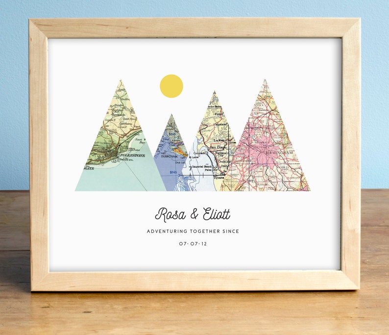 Adventure Together Print 4 Map Mountain Personalized Image 0