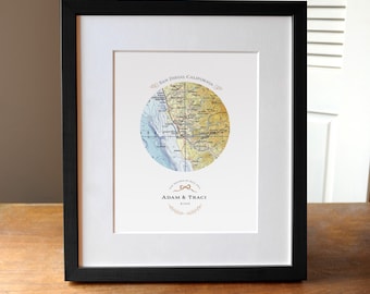 Custom City Map Print, Personalized Wedding Anniversary Gift