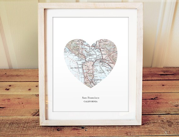 San Francisco Hearts Map San Francisco Heart Print California Print Heart Map Print | Etsy