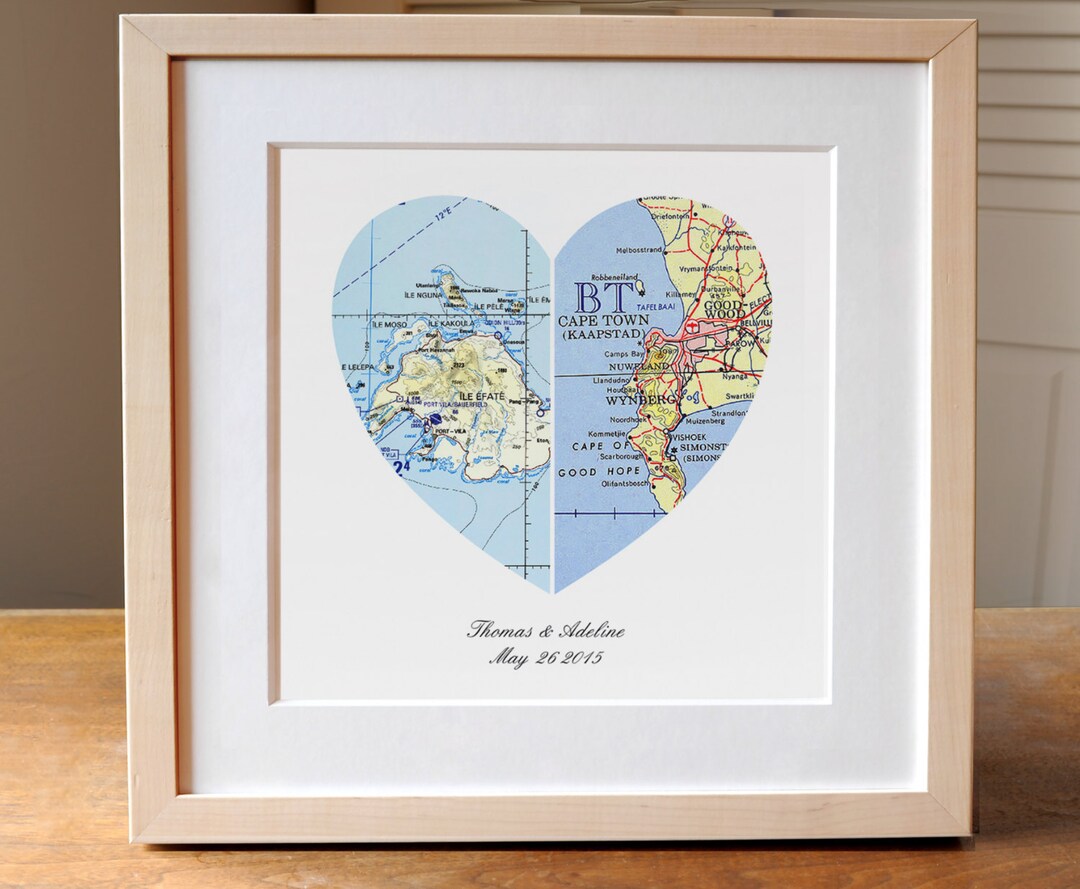 Custom Heart Map Custom Heart Map Print, Personalized Wedding Anniversary Gift - Etsy