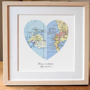 Wedding Gift, Heart Map Wedding Gift Art, Anniversary Gift, Custom Wedding Gift, Anniversary Print, Gift for Couple, Wedding Map Art image 1