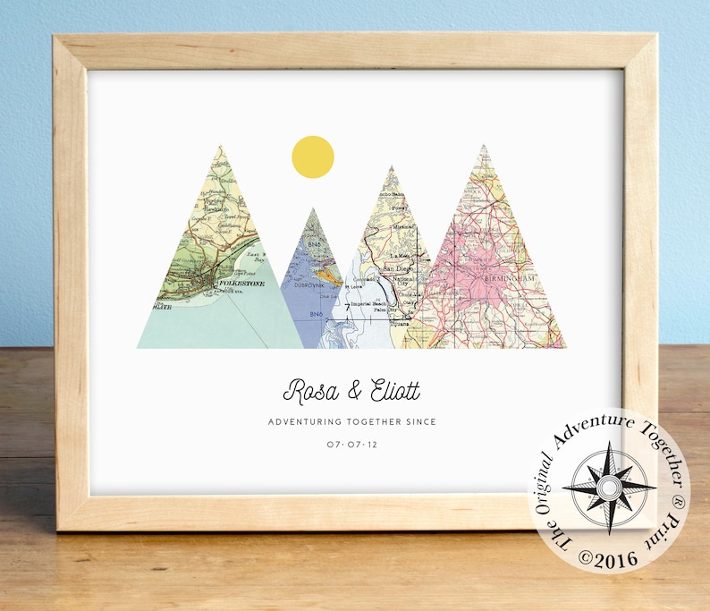 25th-anniversary gifts for friends #1: Adorable map art