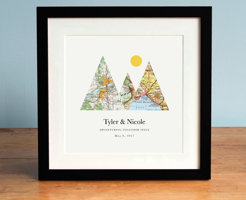 Adventure Together® Map Mountain Personalized Wedding Gift or Anniversary Gift for Couples image 2