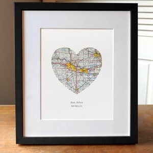 Ann Arbor Map Heart, Michigan Map Print, Ann Arbor Art, Michigan Art, Michigan Wedding Gift