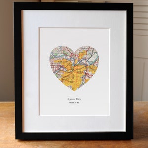 Kansas City Heart Map Print, Kansas City Map Art, MO KS Map Gift, Heart Map Print, Gift for Friend, Anniversary gift image 2