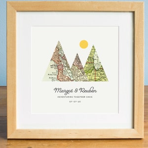 Adventure Together® 2 Mappa Montagna Mappa Vintage Regalo di Nozze Personalizzato o Regalo di Anniversario per Coppie