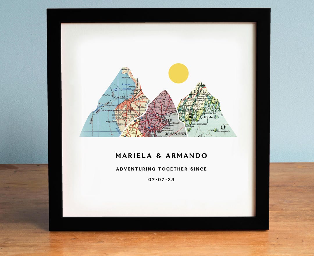 Adventure Together 3-5 Natural Map Mountain Print: Personalized ...