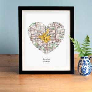 Rockford Illinois Herz Karte Druck, Illinois Kunstdruck, benutzerdefinierte Stadt Kunst, Rockford Karte Druck, Illinois Wandkunst, Mittelwesten Geschenk, Mittelwesten Geschenk