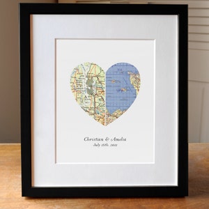 Heart Map, Wedding Gift, Anniversary Gift, Engagement Gift, Custom Map Art, Custom Wedding Art, Personalized Wedding Gift image 2