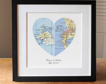 Anniversary Gift, Wedding Gift, Map Art, Heart Map, Engagement Gift, Thoughtful Gift, Gifts For Couple, Map Heart, Romantic