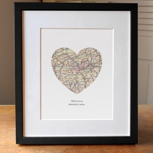 Allentown Pennsylvania Heart Print, PA Print, Heart Map Print, Choose any hometown, Custom Map Art, Pennsylvania Art, Allentown PA