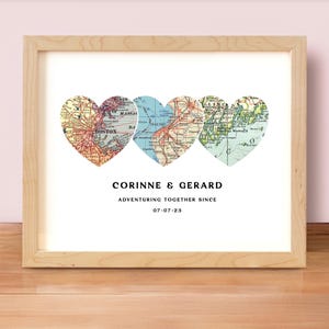 Benutzerdefinierte Herzkarte Jahrestag Geschenk Druck - personalisiertes Hochzeitsgeschenk für Paare, Jahrestagsgeschenk, Geschenk für Reisende, bedeutungsvolles Geschenk
