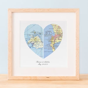 Herz Karte, Hochzeitsgeschenk Kunst, Jahrestag Geschenk, Hochzeitsgeschenk, Jahrestag Druck, Geschenk für Paar, Hochzeit Map Art