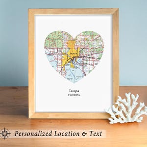 Mappa personalizzata del cuore di Tampa, FL - Idea regalo personalizzata - Decorazione per la casa significativa