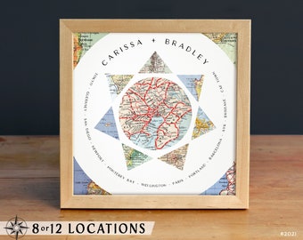 Benutzerdefinierte Sun Map Print, personalisiertes Jubiläumsgeschenk, Paare Kartenkunst