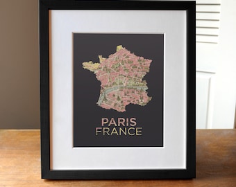 Paris Map Print, Paris Print, France Print, Paris France Map Print, Paris Art, France