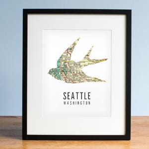Jede Stadt maßgeschneiderte Schwalbe Karte, Karte von SIEBALE, Vogelförmige Karte, Kartengeschenk, Kartenkunst, kundenspezifisches Weihnachtsgeschenk, personalisiertes Weihnachtsgeschenk