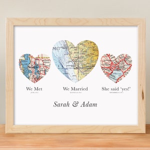 Herz Karte Print, Geschenk Hochzeit oder Verlobung, 3 Herz Karte, Hochzeitsgeschenk, Geschenk für Paare, Hochzeitsgeschenk