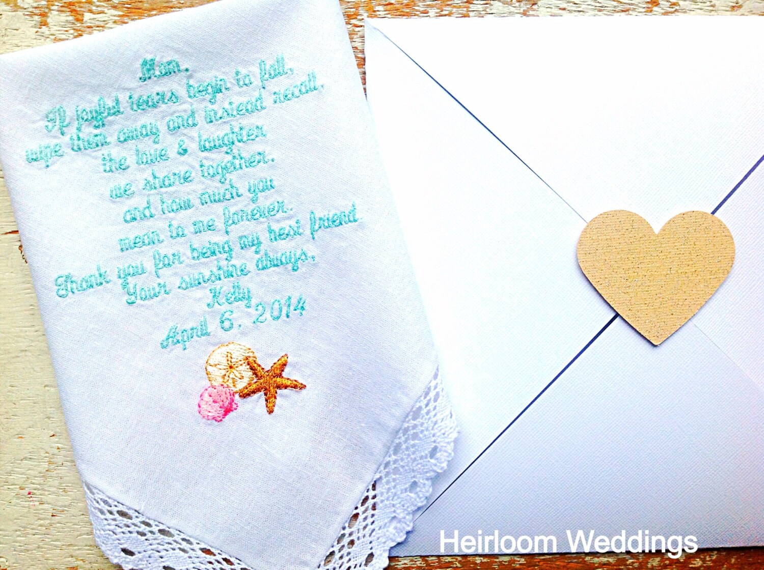 Embroidered Wedding Handkerchief Monogrammed Poem Mother Free Etsy
