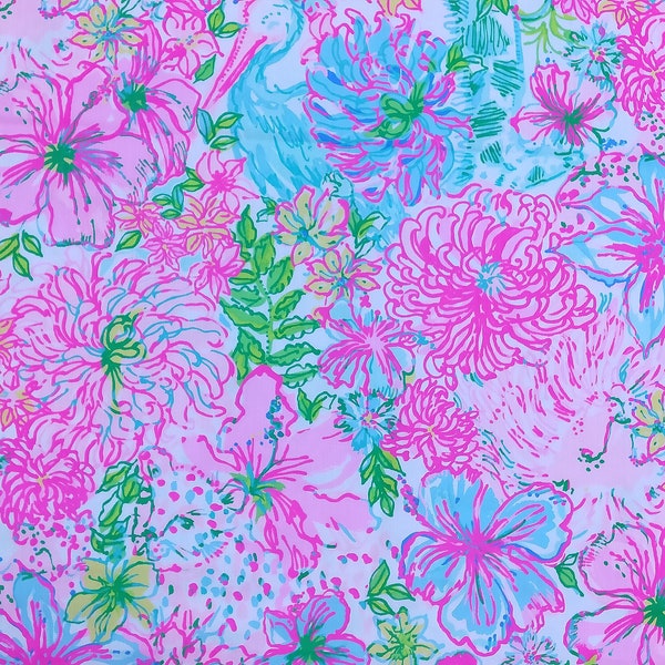 1 Yard Floral & Flamingo (aún no hay nombre ) Algodón Dobby Tela Lilly BTY