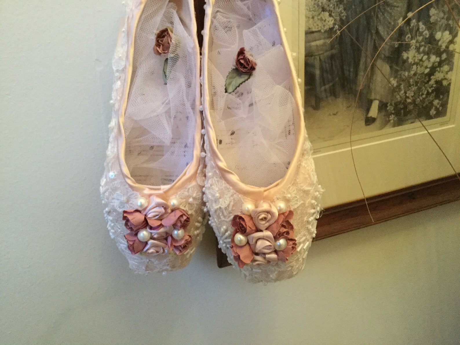 ballet shoes. decorated ballet shoes.