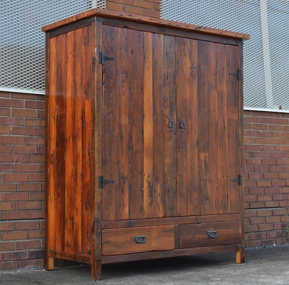 Reclaimed Wood Armoire Etsy UK