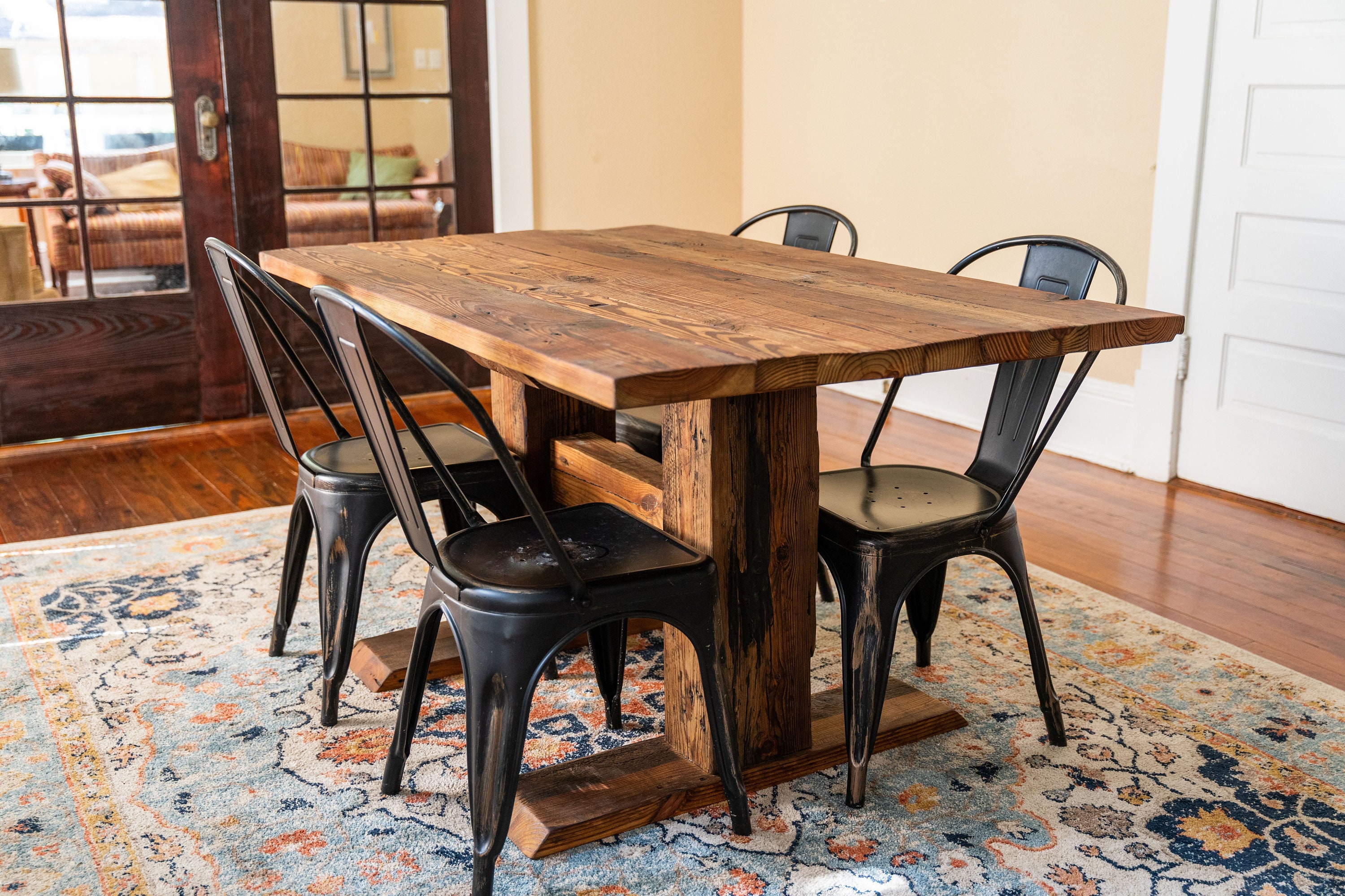 Reclaimed Timber Harvest Table - Etsy UK