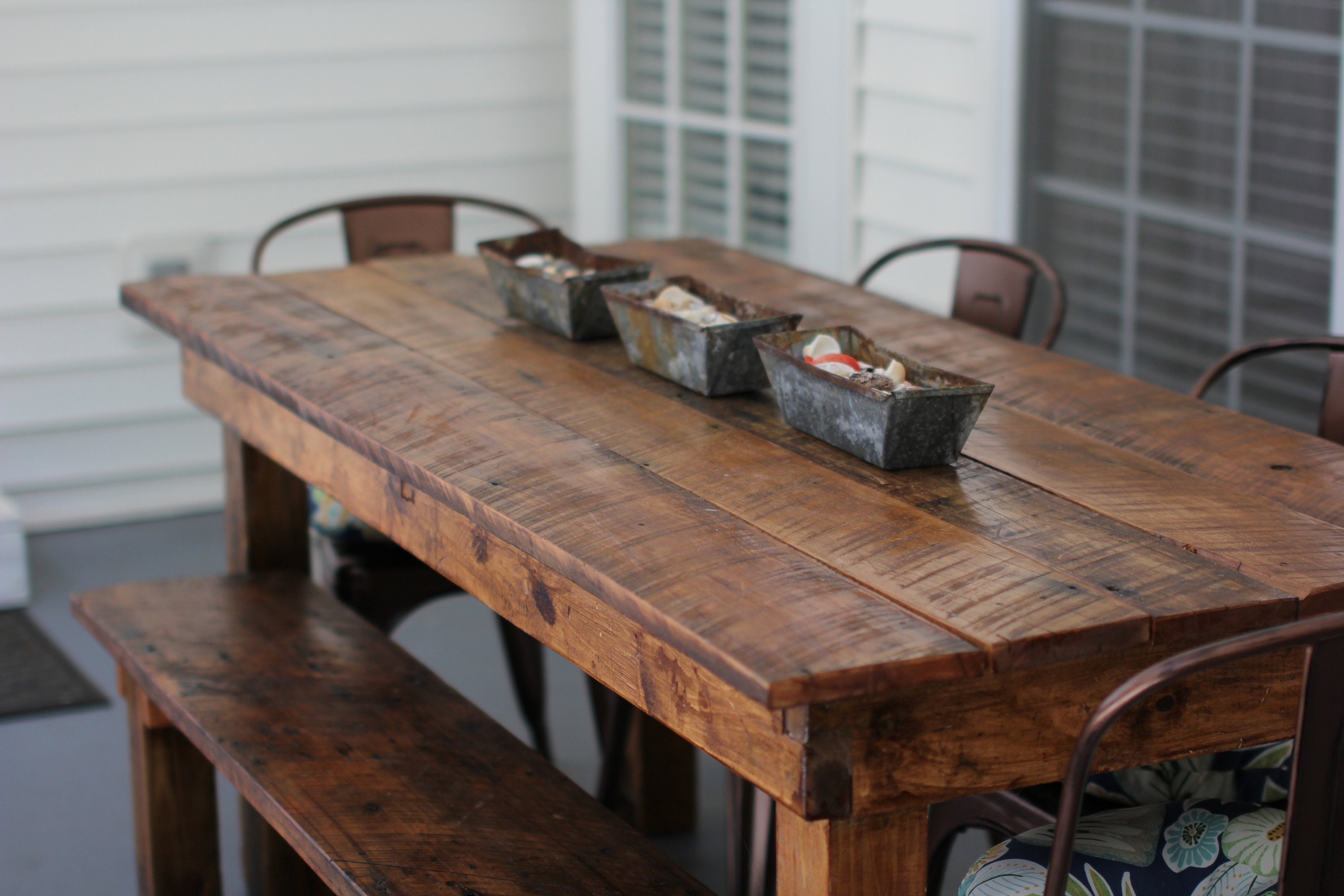 Farm House Table Made From Salvaged Wood Etsy UK