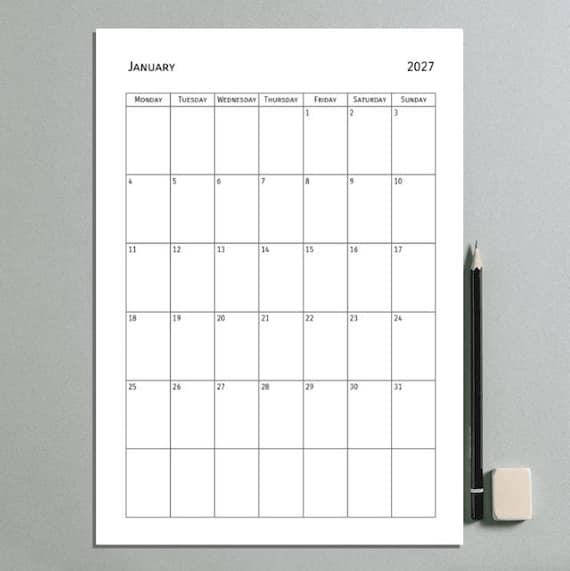 2027 EDITABLE Calendar Template: Printable, Mothly Planner (digital  Download) - Etsy