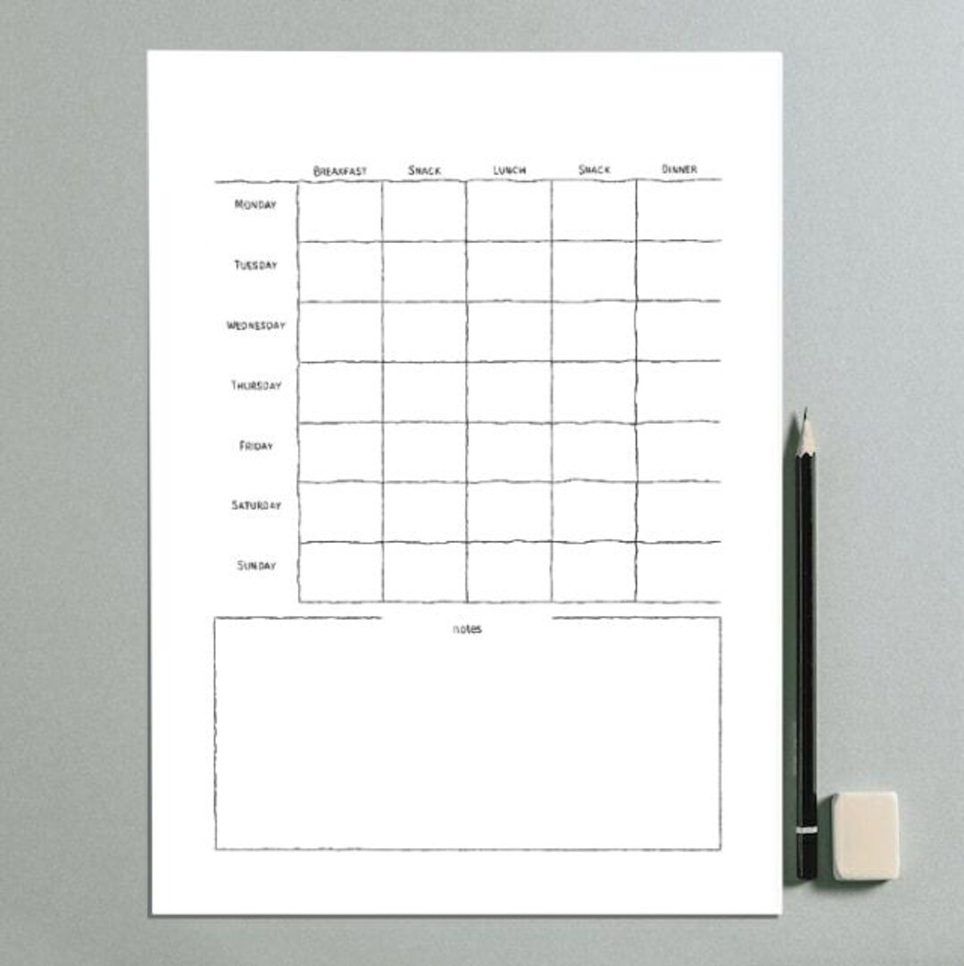Meal Plan Interior Template • Digital Printable • Commercial Use • Work ...