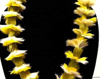 Ilima and Red Lei Hulu Kamoe, Maui Feather Lei, Handmade Custom