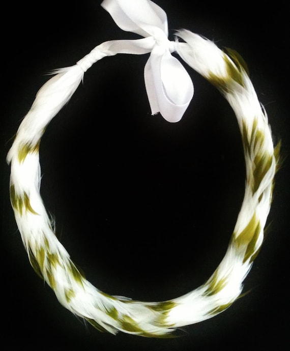 Hawaiian Feather Lei Handmade Lei Kamoe of Dyed Goose Shadowbox