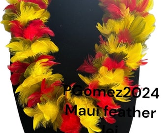 Heirloom quality hibiscus feather lei. Designed 3/2024 be the first to wear this Hawaiian collector quality lei by Maui Feather Lei