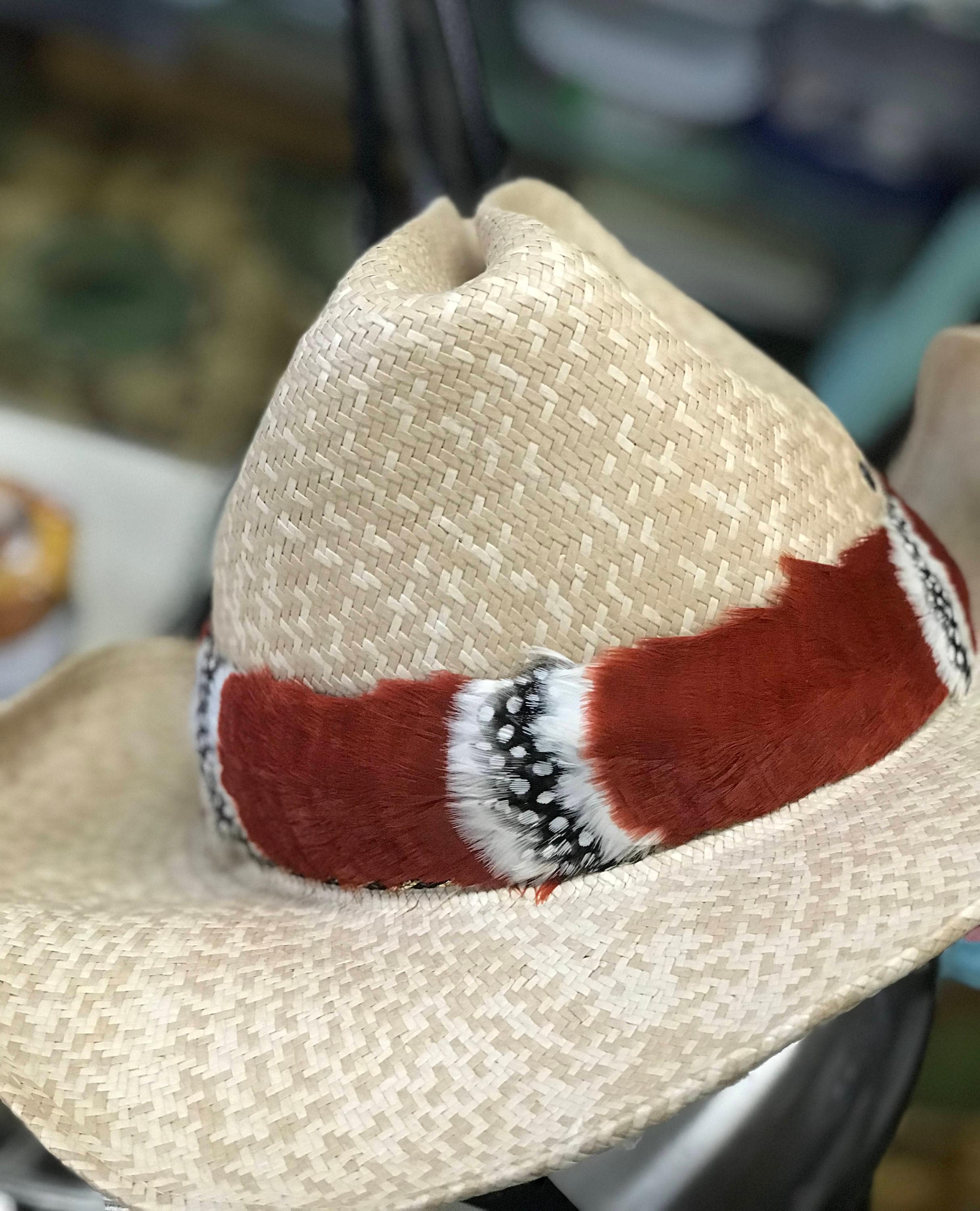Handmade Peacock and Pheasant Hawaiian Feather Hatband Lei
